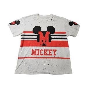 Men's Disney Mickey Mouse Paint Splatter All Over White T-shirt
